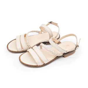 Bio-Ledersandale mit Flechtband – Maiglöckchen – beige